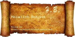 Heimlich Botond névjegykártya